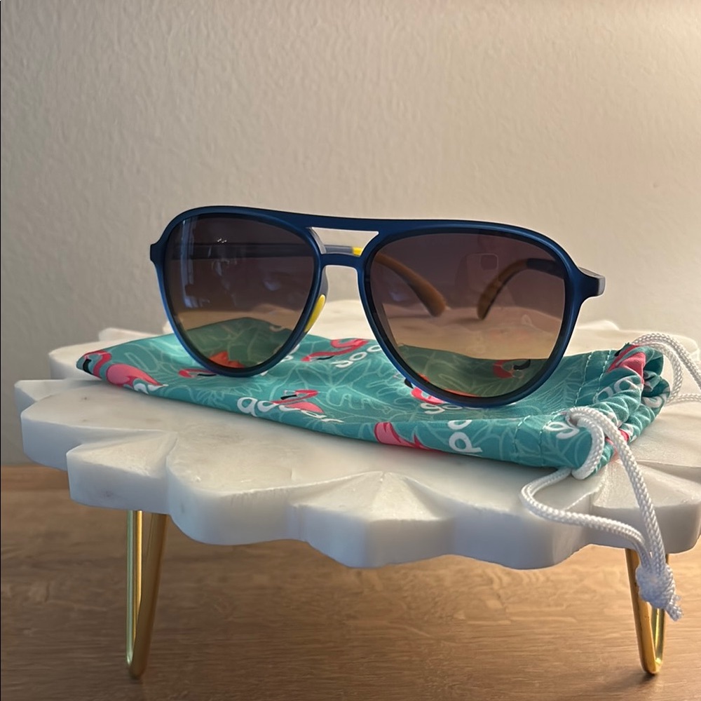 Goodr Navy Aviator Sunglasses with Case